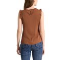 thumbnail image 3 of INSPIRE CHIC Women's Sleeveless Work Blouses Ruffled Pleated Chic Tops Brown L, 3 of 7
