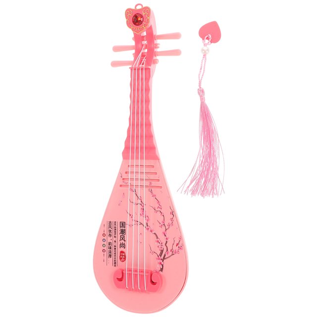 Pink Playable Plastic Lute for Kids with Sound Effects and Light 8 inch