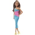 thumbnail image 1 of Barbie Looks Doll, Brunette, Color Block One-Shoulder Midi Dress, 1 of 6
