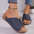 thumbnail image 4 of Cameland Women's New Summer Plus-size Floral Wedge One-line Beach Sandals, 4 of 7