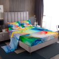 thumbnail image 1 of Watercolour Maple Sheet Set Golden Glitter Bed Sheets Set Colorful Artwork Stone Pattern Sheets King Size Modern Soft Microfiber Bedding Set With 2 Pillow Cases, 1 of 7