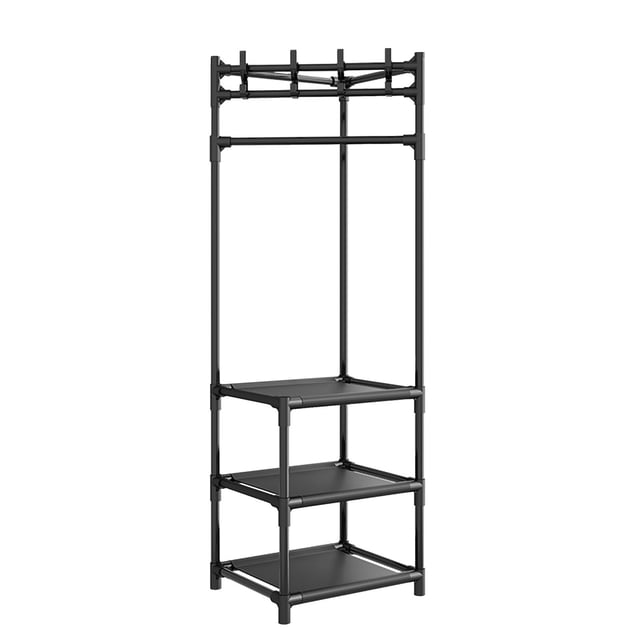 Tumotour Coat Rack Freestanding Closet Organizer Hall Tree With 2 Storage Shelves Corner Storage Organizer For Entryway Bedroom