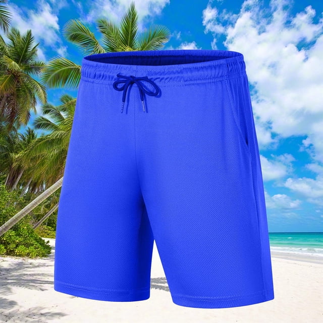 Sentmoon Mens Shorts Athletic High Waist Loose 2025 Summer Beach Shorts Drawstring Solid Color Quick Dry Running Shorts with Pockets Comfy for Sports Wear Blue XXL