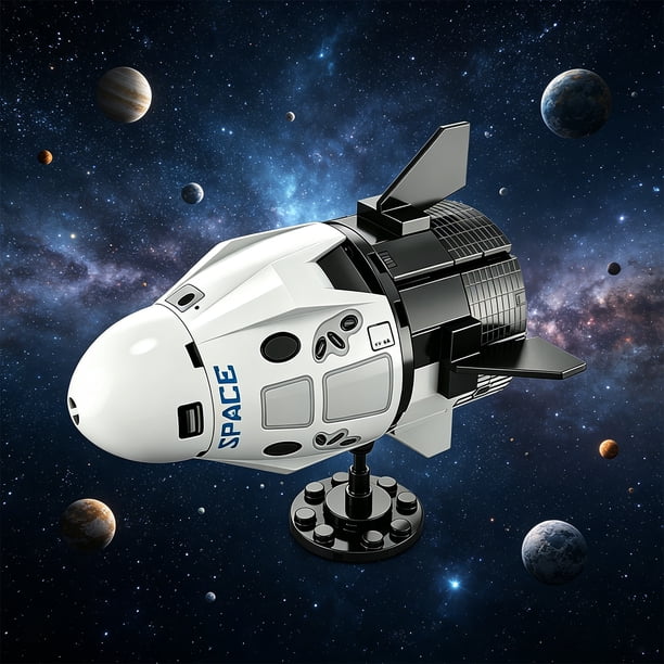 JUNRUI – Vaisseau Spatial 650 Pièces – Kit STEM, Cockpit Ouvrant, Train Rétractable, Dès 6 Ans