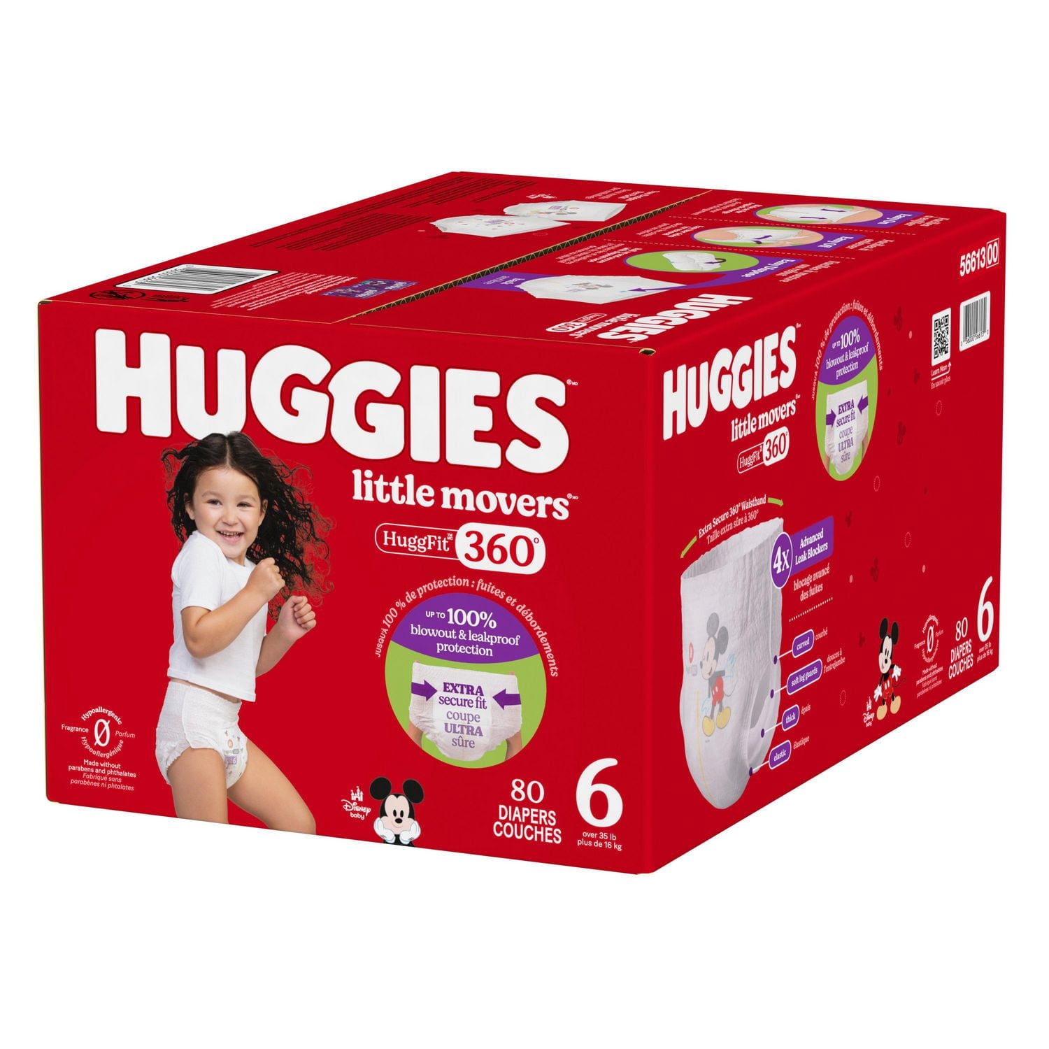 Huggies Little Movers HuggFit 360° Baby Diapers with Waistband, 3-7,Count 136-70