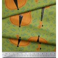 thumbnail image 3 of Soimoi Green Silk Fabric Notes & Violin Musical Instrument Decor Fabric Printed Yard 42 Inch Wide, 3 of 3