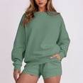thumbnail image 2 of HAiming Ensemble 2 Pcs pour Femmes Chandail Col Rond Chandails en Molleton et Shorts Surdimensionnés Amples, 2 of 5