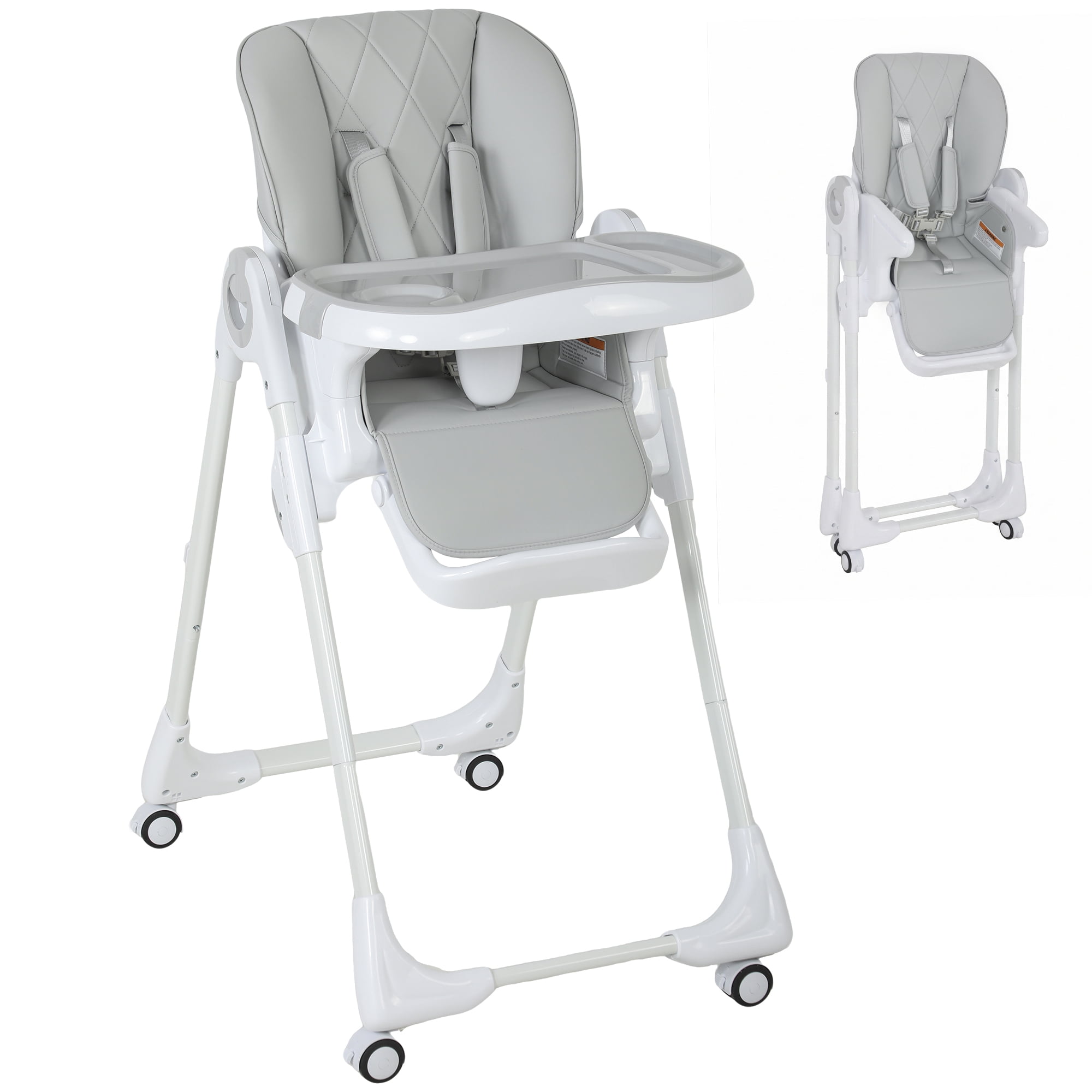 Qaba High Chair with Adjustable Seat Height, Backrest, Footrest and Tray