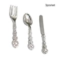 thumbnail image 1 of 3 Pieces Tableware Model Mini Lovely Size Early Educational Alloy 1/12 Kitchen Spoon Early Educational Imitation Cutlery Children Baby Kids Using Silver, 1 of 7