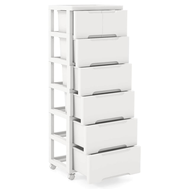 Costway 1 PCS Chariot de Rangement Roulant en Plastique à 7 Tiroirs avec 4 Roues Universelles Commode Armoire