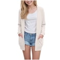 thumbnail image 1 of Girls Loose Pocket Knitted Cardigan Sweater Solid Color Casual Jacket, 1 of 7