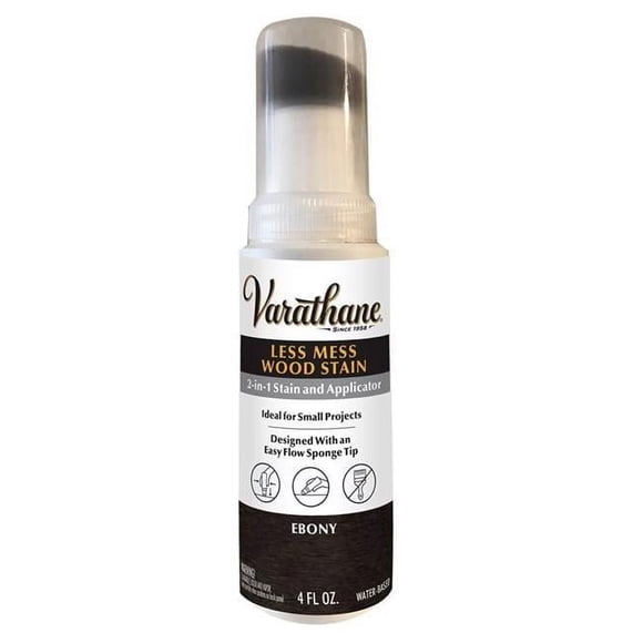 Varathane 1025695 4 oz Less Mess Water-Based Linseed Oil Emulsion Wood Stain, Ebony - Pack of 4