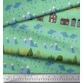 thumbnail image 2 of Soimoi Rayon Fabric Tree,House & Raindrop Nature Fabric Prints by Yard 42 Inch Wide, 2 of 3
