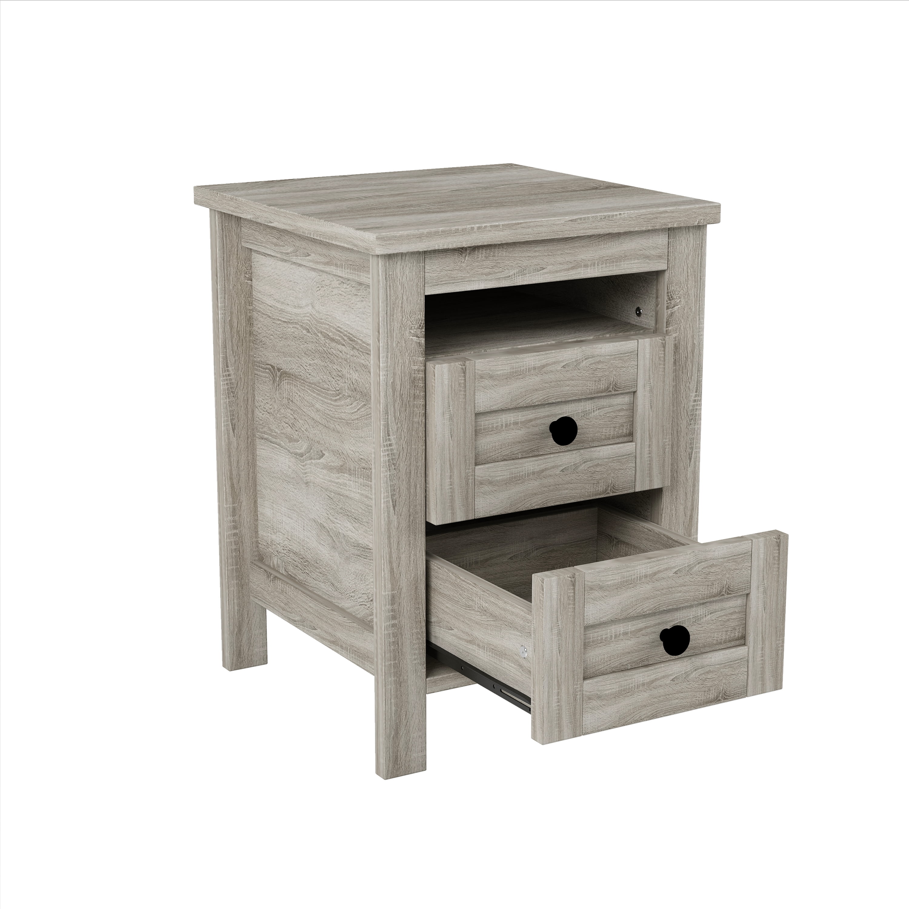 Ensemble de chambre 3 pièces Noble House : lit plateforme de style ferme, grand lit, gris antique