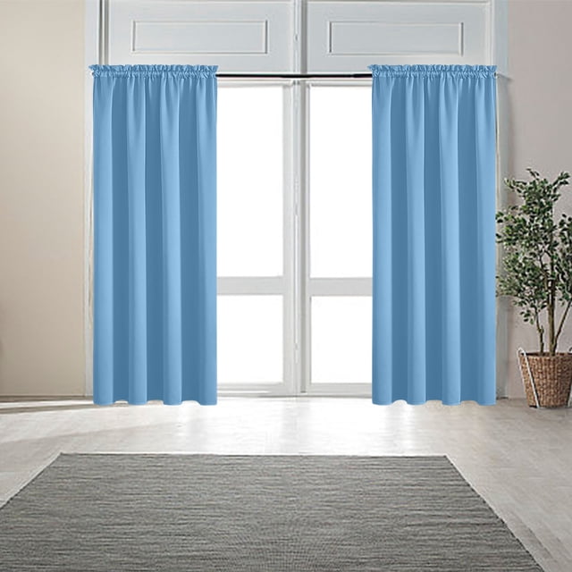 HCBY Rideaux Occultants Unis - Design Moderne Isolé Thermiquement avec Passe-Tringle, Réduction du Bruit et Lavable à la Machine pour Chambre et Salon (Bleu,63"x52 Pouces)