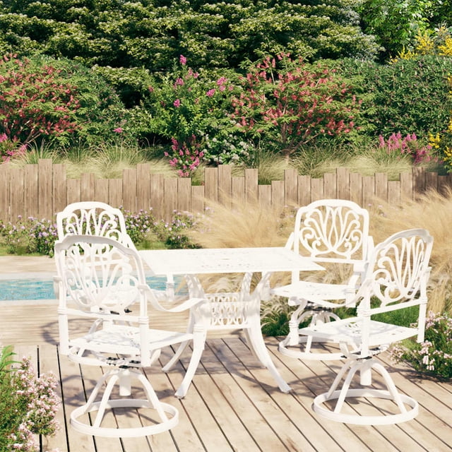 vidaXL Ensemble Bistro 5 Pcs Aluminium Moulé Blanc