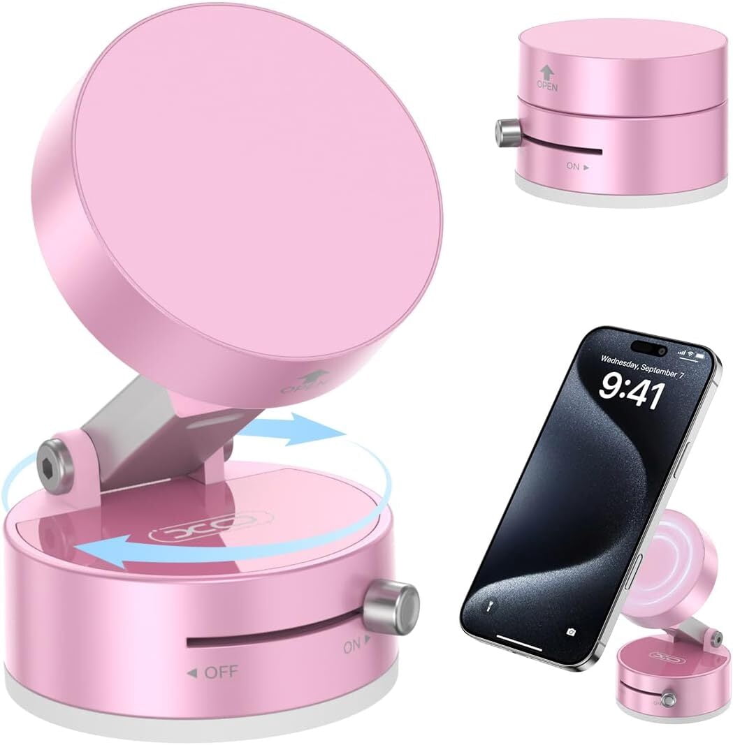 Magnetic Suction Phone Holder, 360° Adjustable Car Phone Mount with Ultra-Strong Vacuum Cup, Universal Hands-Free Cell Phone Stand for iPhone 16/15/14/13/12 & Android – Perfect for Car
