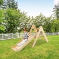 thumbnail image 4 of Gymax 2-in-1 Wooden Climbing Triangle Set Triangle Climber w/ Ramp Natural, 4 of 10