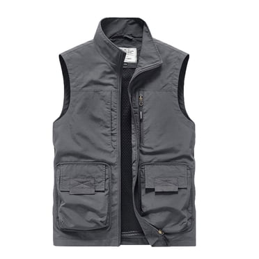 Cameland Men's Casual Outdoor Work Fishing Travel Photo Cargo Vest Jacket Multi Pockets, Mens Vests Outerwear