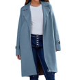 thumbnail image 2 of IMENGL Manteau d'Hiver à Manches Longues à Revers pour Femme, Bleu m, Taille M-3TG, 2 of 6