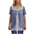 thumbnail image 1 of Timegard Hauts d'Été pour Femmes Grande Taille Carré V Neck Croisé Manches Courtes Décontracté Confortable Hauts Blouse, 1 of 6