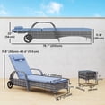 thumbnail image 3 of Outsunny 3 Pieces Patio Rattan Chaise Lounge Set, Outdoor PE Wicker Reclining Lounger Furniture Set, Adjustable Portable with Wheeled & Side Table, Grey, 3 of 10