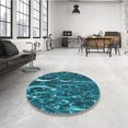 thumbnail image 4 of Ahgly Company Machine Washable Indoor Square Transitional Dark Turquoise Green Area Rugs, 4' Square, 4 of 7