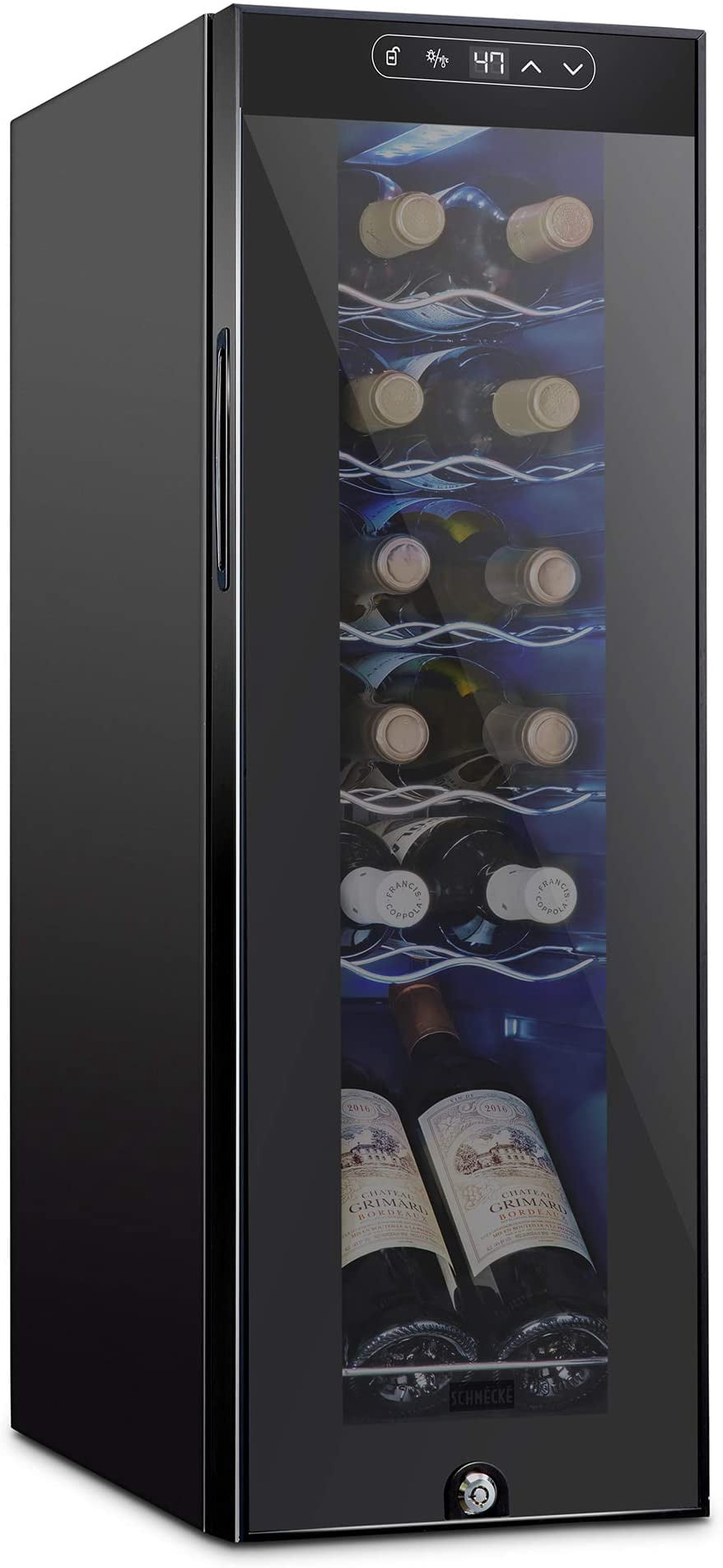Schmecke Réfrigérateur à vin à compresseur de 12 bouteilles - Noir