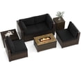 thumbnail image 2 of Costway 7 Pieces Outdoor Furniture Set with 32" Fire Pit Table and Propane Tank Cover Black, 2 of 10