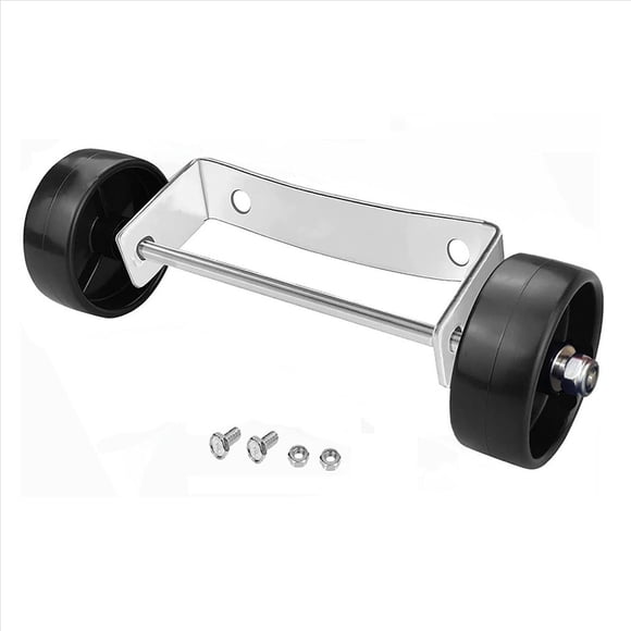 4X Universal Patio Heater Wheel Kit-Stainless Steel Silver Bracket + Black Wheels