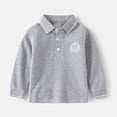 thumbnail image 2 of MIASHUI Chemise à Manches Longues pour Garçons Filles Col à Revers Boutons Hauts d'École, Gris, 1-2 Ans, 2 of 5