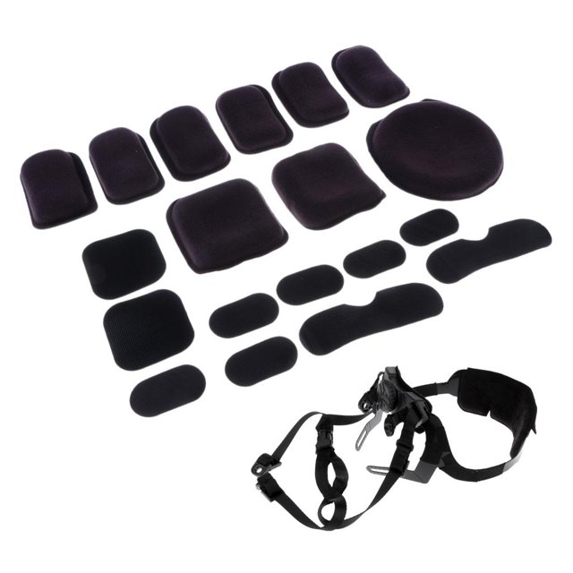 Almencla Système de Rétention Rapide du Casque MICH + Coussin Intérieur de Protection Antichoc Noir