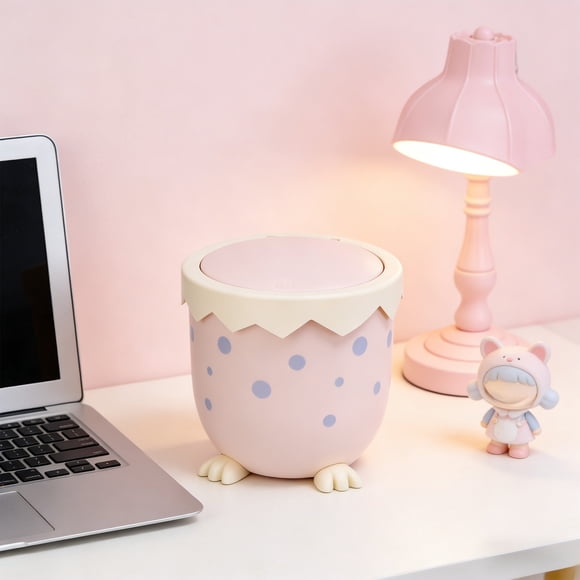 Weloille Egg Shape Desktop Trash Can 1 Piece, 1 Gallon Capacity Small Size Waste Bin, Lightweight Countertop Storage Container, for Office Bedroom Desktop Waste Paper Storage