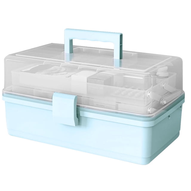 MesaSe Pill Storage Box 3-Layer Large Capacity Home Cosmetics Case Plastic Sundries Organizer Ordinary Style Pink