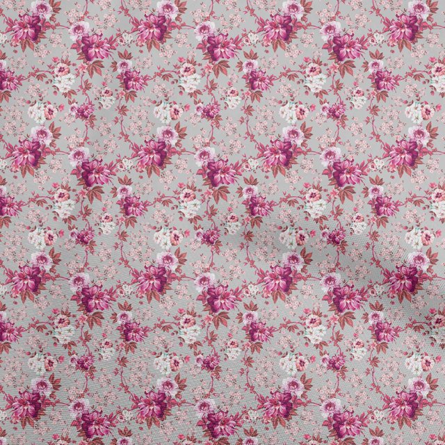 oneOone Georgette Viscose Light Gray Fabric Florals Sewing Craft Projects Fabric Prints By Yard 42 Inch Wide