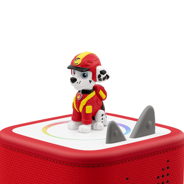 Tonies - Pat' Patrouille Chiots de la Jungle Marshall 2 Figurine Audio Montrant un Chiot Dalmatien Orienté vers l'Avant en Tenue de Pompier Rouge avec accents Jaunes et Casque, Assis sur un Lecteur Audio Toniebox Rouge et Blanc avec Oreilles de Contrôle Grises, Conçu pour le Jeu Éducatif Sans Écran et pour Raconter des Histoires portable pour les Enfants de 3 Ans et Plus.