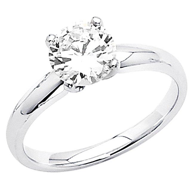 Bague de Fiançailles Solitaire en Or Blanc 14k avec Diamonette Taille Ronde 1ct TGW
