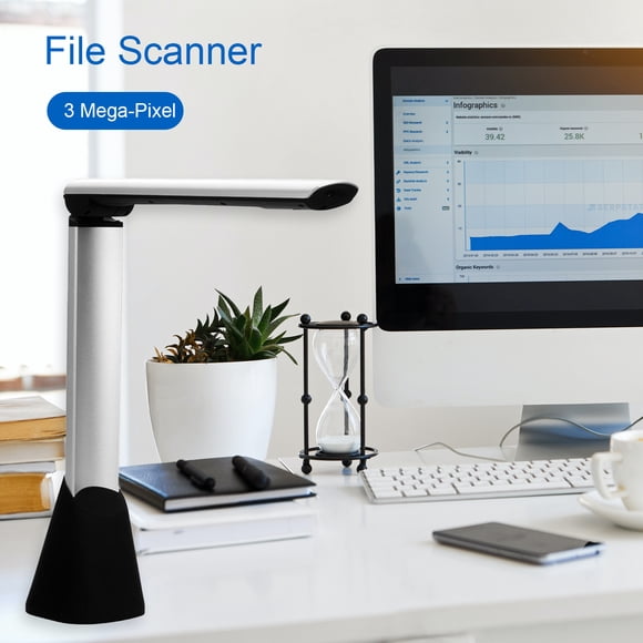 Aofa File Scanner 3 Mega-Pixel Highly Clear Fixed Focus Quick Scanning High Efficiency OCR Recognition Portable Book Capture A4 Size Document Camera Video Make Machine for Office