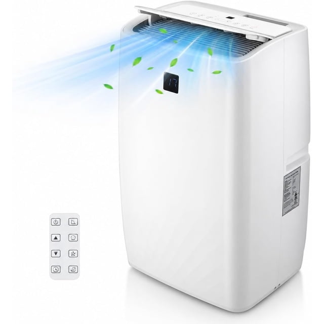 14000 BTU 3-in-1 White Portable Air Conditioner, Cooling Dehumidifier AC Unit with Remote & 24H Timer, Easy Installation Window Kit for 750 Sq.Ft Bedroom Indoor Use