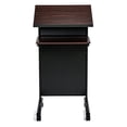 thumbnail image 2 of Wheeled Lectern with Storage Shelf - Cherry/Black - Compact Standing Desk for Reading - Laptop Stand, 2 of 5