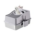 thumbnail image 1 of Stainless Steel Litter Box with Lid, Enclosed Litter Box with Cat Litter Mat and Scoop, Extra Large High Sided Cat Litter Trays Easy Clean Detachable, 1 of 9