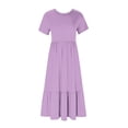 thumbnail image 3 of Robes pour Femmes 2024 Été Surdimensionnée Décontractée à Manches Courtes Col Rond Robe Décontractée Fluide à Étages Maxi de Plage avec Poches Rabais de 50 % Liquidation!, 3 of 5