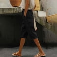 thumbnail image 4 of FAIWAD Capri Pants for Women Summer Casual Drawstring Elastic Waist Side Button Summer Shorts with Pockets, 4 of 8