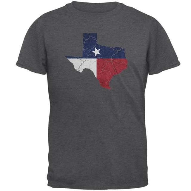 T-shirt pour Homme à Silhouette Usée avec Drapeau de l'État du Texas