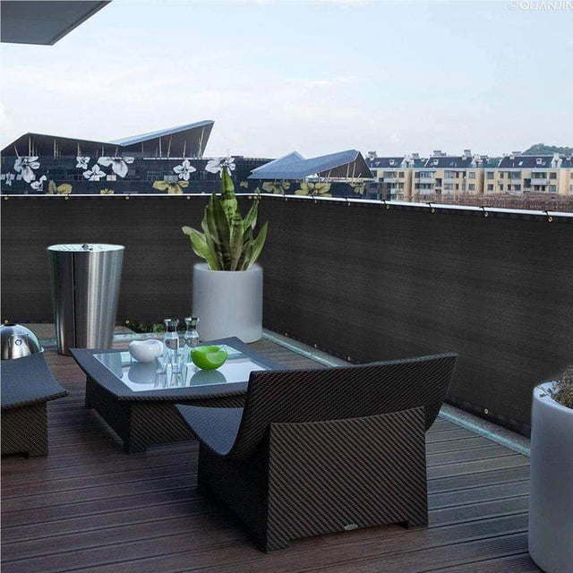 Filet d'Ombrage pour Balcon Écran d'Intimité de Balcon Housse de Remplacement Antirouille Clôture Résistante aux Intempéries Brise-Vent pour Extérieur Cour Arrière Patio Noir