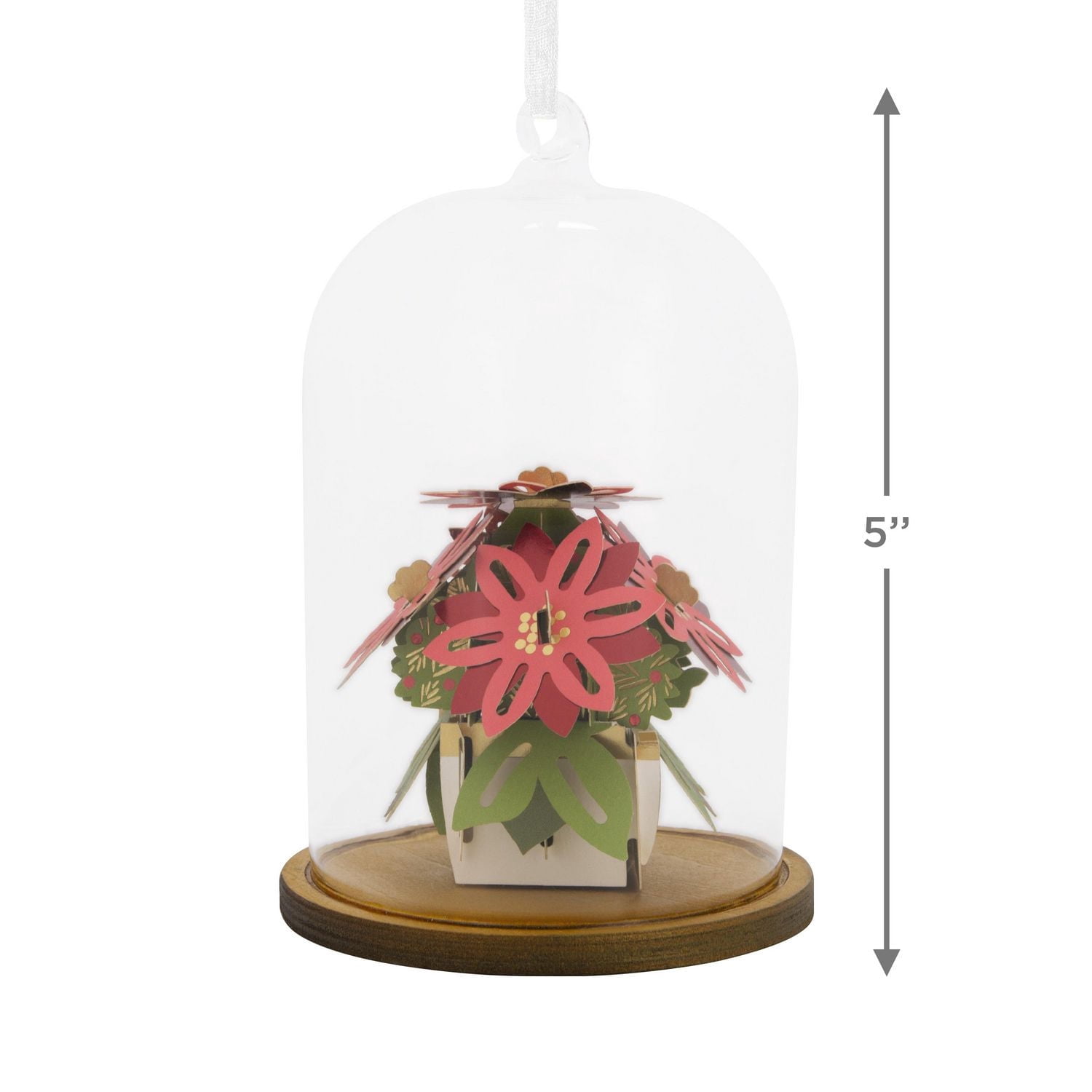 Décoration Hallmark de Noël (Poinsettias dans une cloche, Signature, en verre et papier)