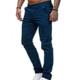thumbnail image 4 of Babysbule Clearance Mens Pants Men's Casual Button Open Slim Fit Straight Solid Color Trousers, 4 of 4