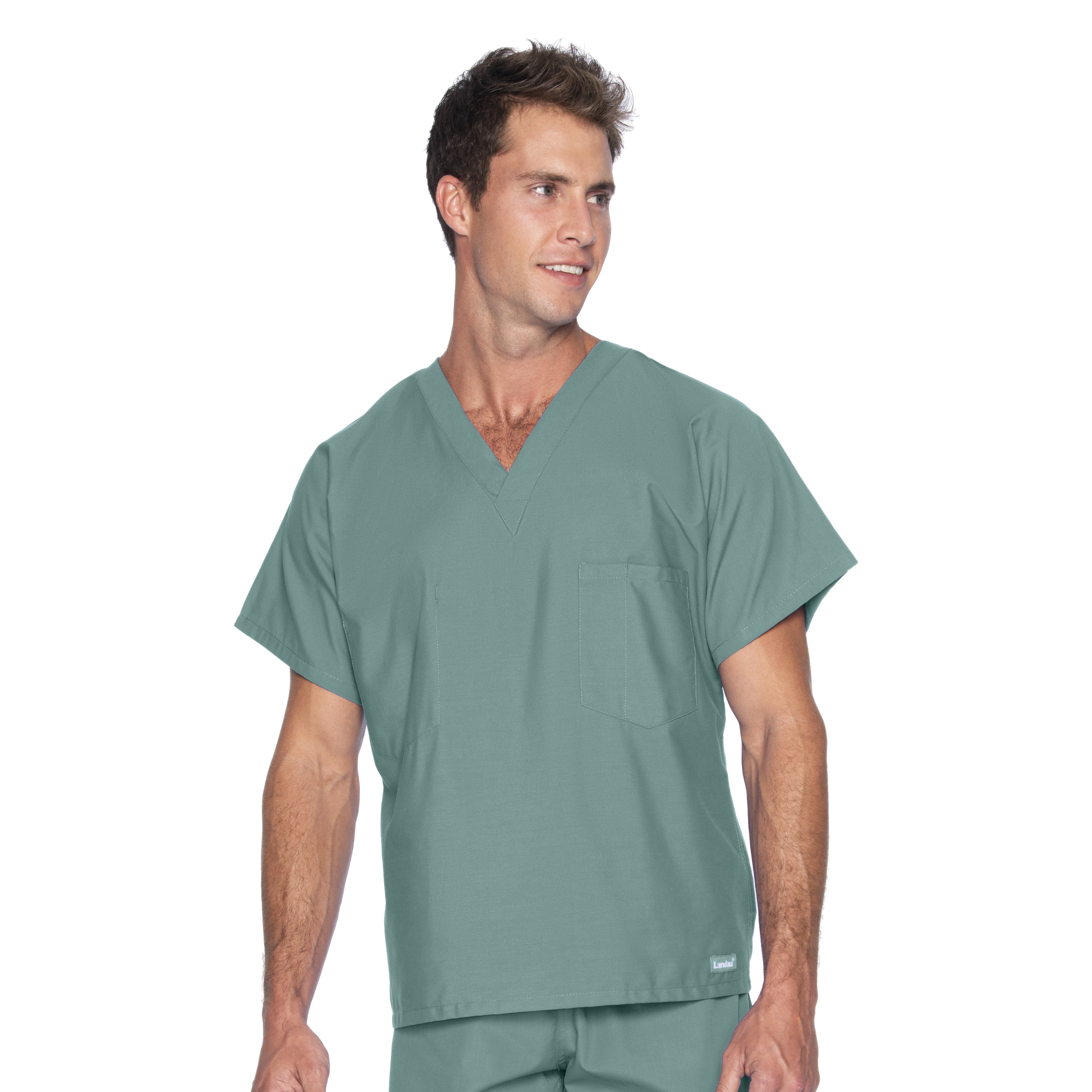Landau Essentials Haut de Sarrau à Encolure en V : 1 Poche, Réversible, Unisexe, Coupe Classique Décontractée Sarraus Médicaux 7502