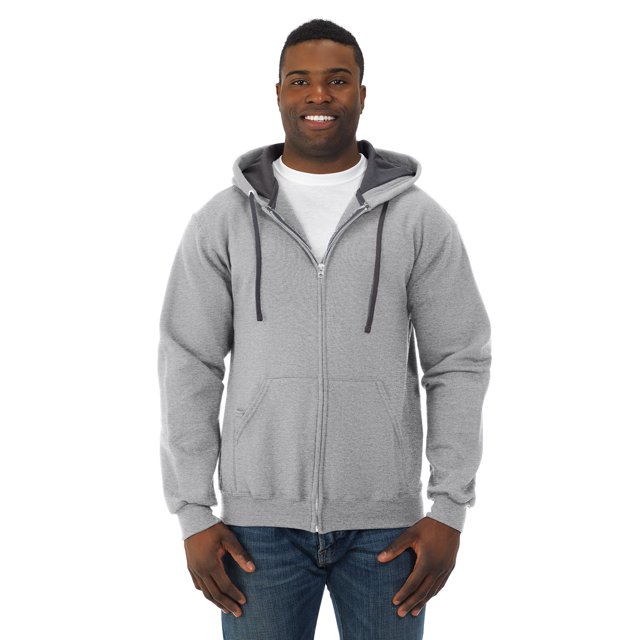 Fruit Of The Loom Mens Sofspun Full-Zip Hooded Sweatshirt, L, Athletic Heather