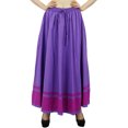 thumbnail image 4 of Bimba Women's Long Maxi Skirt With Contrast Border Boho Skirt With Elastic Waist, 4 of 8